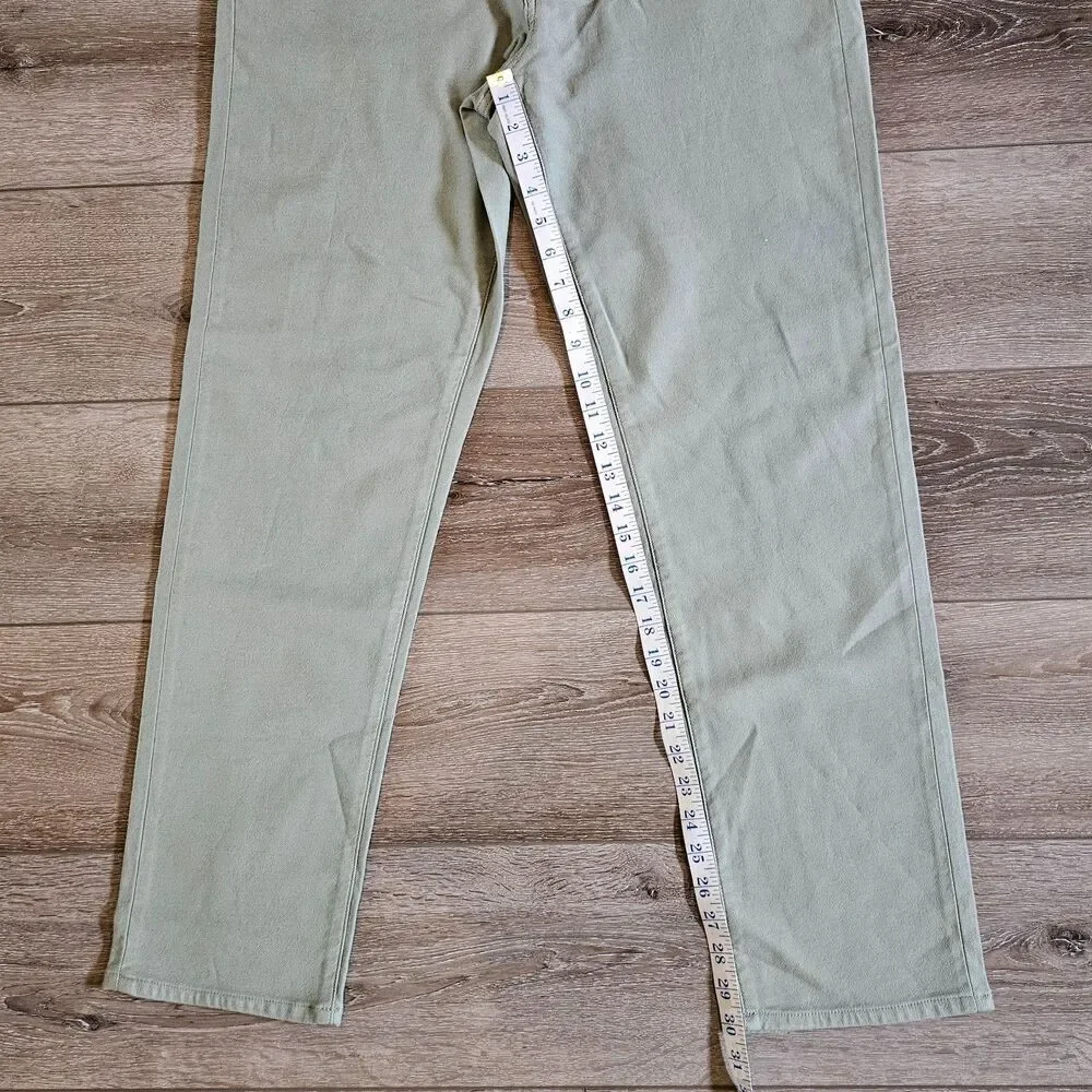 Lands End Chino Pants Mens 34 Straight Fit Green Cotton Viscose Blend Stretch